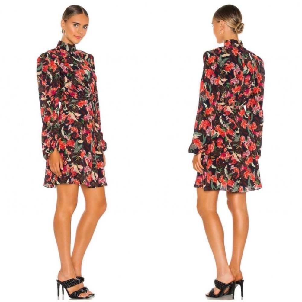 Saloni Demi Mini Dress Dusk Moonflower Size 2